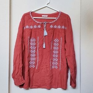 BeachLunchLounge L/S Top with Tie Tassel.  Size L